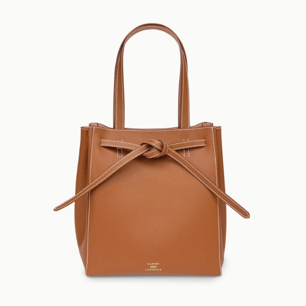 Lawrence Tote by J. McLaughlin x Harper Lawrence in the color Saddle x Peony